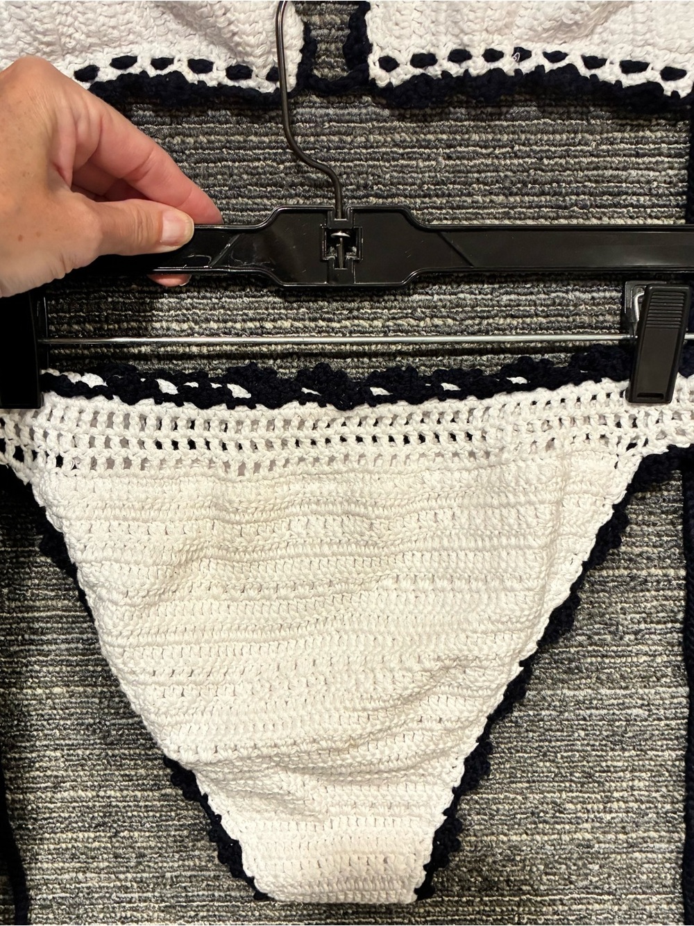 Crochet High-Cut White Women’s Shorts with Black Trim